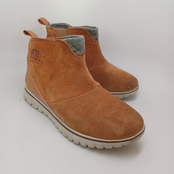Sorel Boots Chelsea Ankle Height Tan Suede Water Resistant Womens 7 - Picture 15 of 16